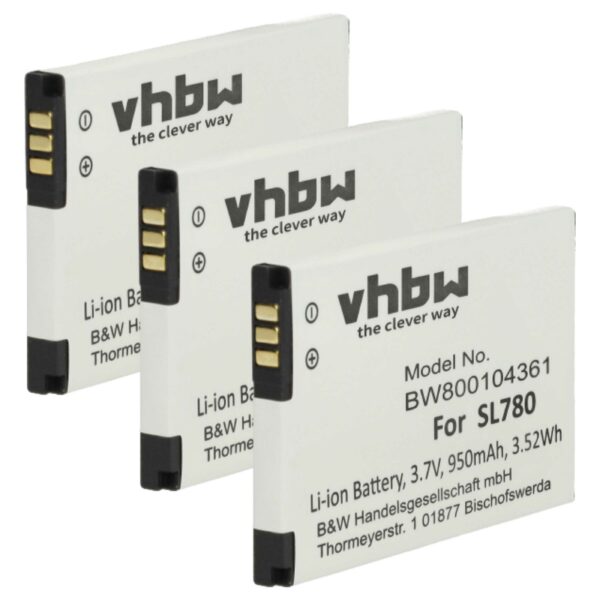 3x Bateria vhbw para Siemens S30852-D2152-X1 - Telefone Gigaset DECT - 950 mAh 3.7V Li-Ion