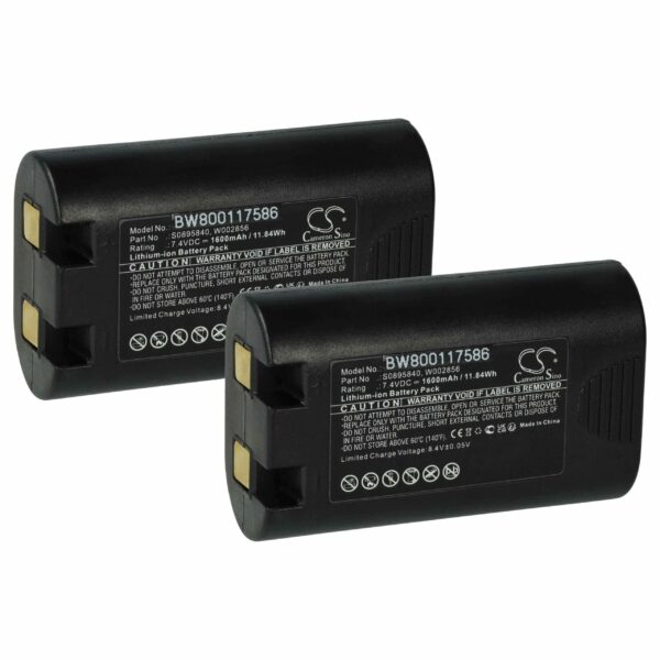 Bateria vhbw 2x para Impressora 3M/Dymo PL-200-BAT - 1600 mAh 7.4V Li-Ion