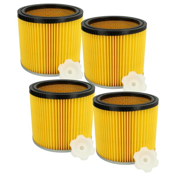 4x Filtros de cartucho vhbw para aspirador Bosch 2607432001 (preto/prata/amarelo)