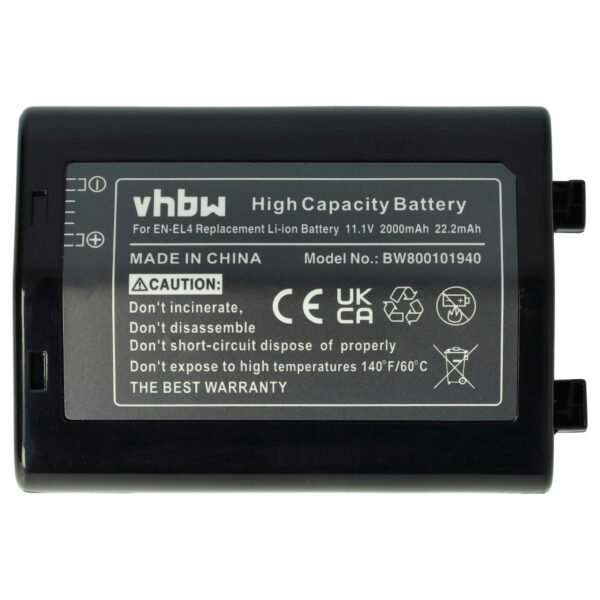Bateria vhbw para Nikon EN-EL4, EN-EL4a - 2000mAh, 11.1V, Li-Ion