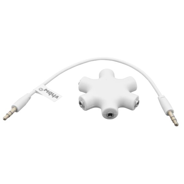 vhbw Splitter de Áudio com Tomada Jack de 6 Vias para Auscultadores, Tablets - Branco