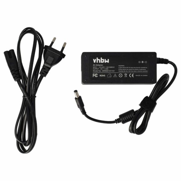 Adaptador de Alimentação vhbw 65 W para Portátil Acer, Medion, Asus, Toshiba e Outros - Cabo 200 cm