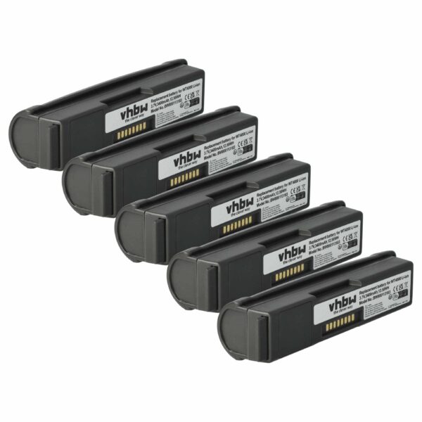 Pack 5x Bateria vhbw para Symbol Zebra Scanner Códigos de Barras - 3400 mAh 3.7V