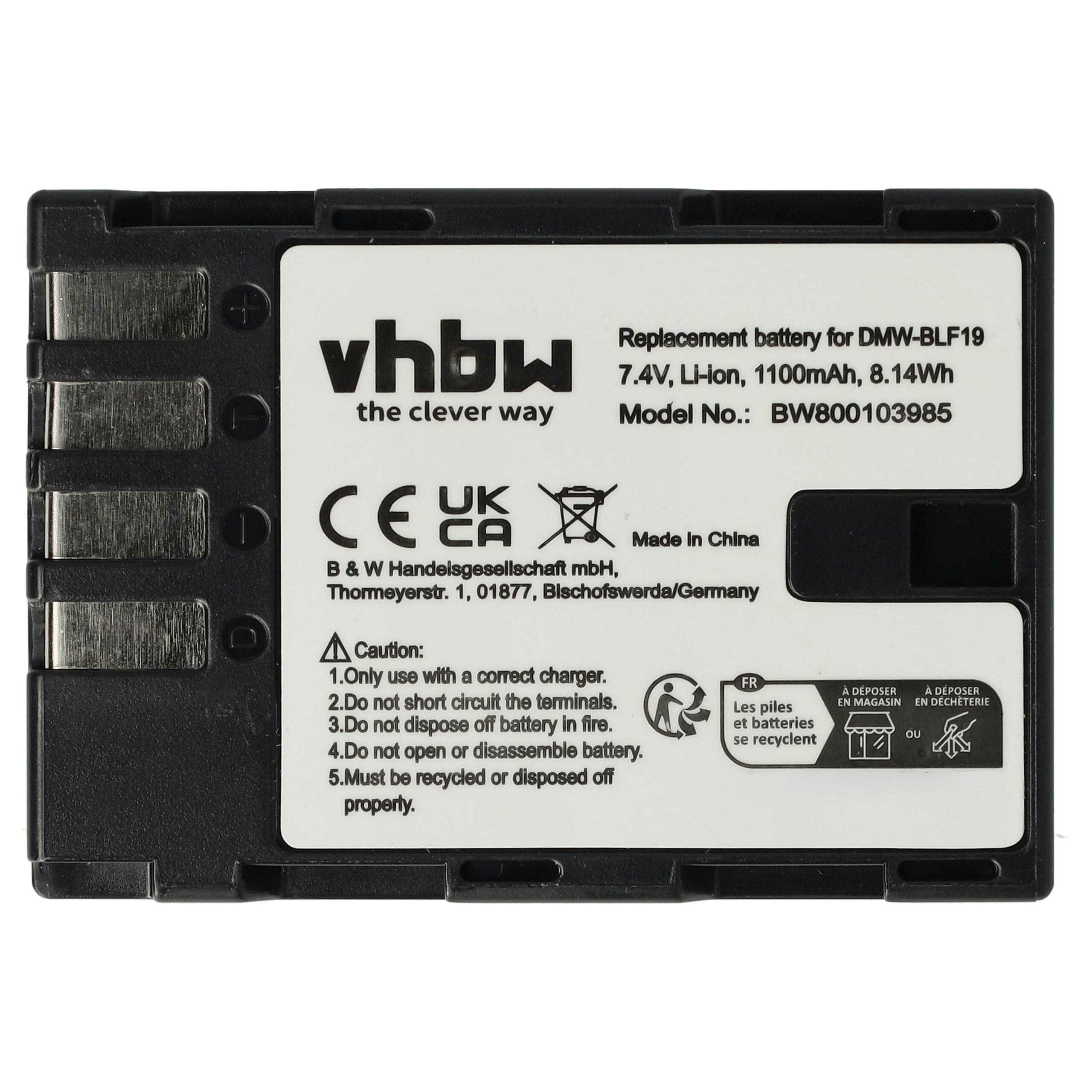 Bateria vhbw para Panasonic DMW-BLF19E, DMW-BLF19 - 1100mAh, 7.2V, Li-Ion - Image 3