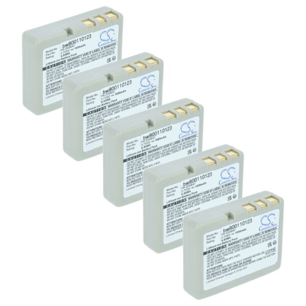 Bateria vhbw para Casio HA-020LBAT, CA60L4-G, CA60L1-G - Scanner Portátil - Pack 5 unidades 1850 mAh 3.7 V
