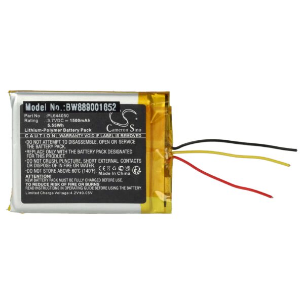 Bateria de substituição para auscultadores sem fio HyperX - vhbw 1500 mAh 3.7 V Li-polymer