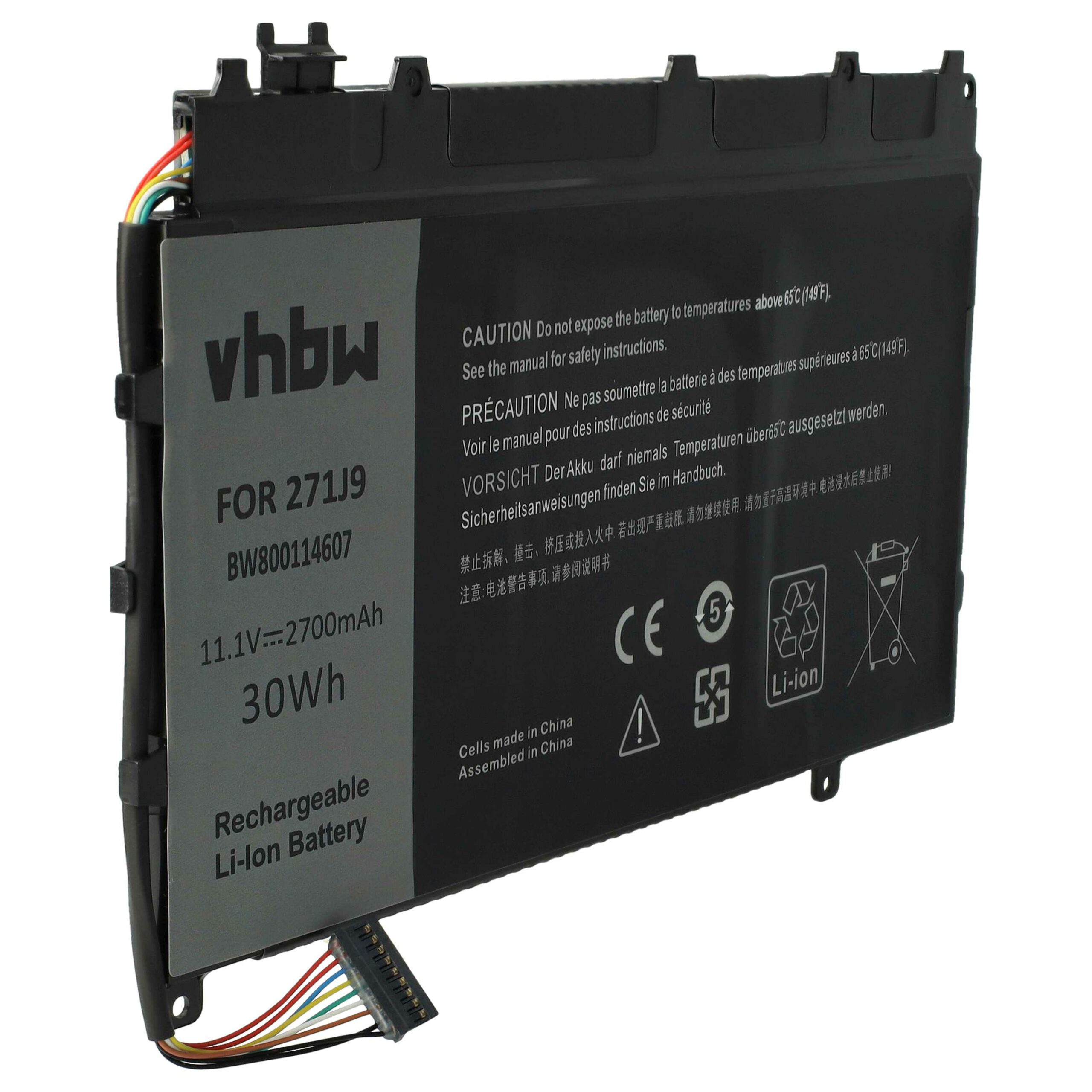Bateria vhbw para Dell (MN791, 3WKT0, GWV47, 0MN791, 271J9, 0GWV47) - 2700 mAh 11.1 V Li-polymer - Image 3