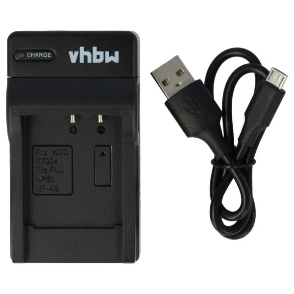 Carregador de Bateria USB-C com Cabo para Câmara Fujifilm, Pentax, Kodak, General Imaging vhbw