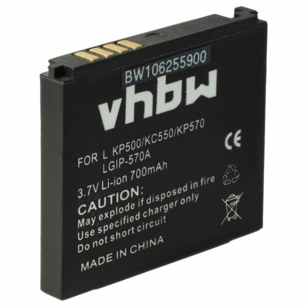 Bateria vhbw para telemóvel LG - Substitui IP-570A - 700 mAh 3.7 V Li-Ion