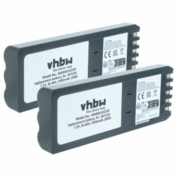 Bateria vhbw 2x 2500 mAh 7.2V NiMH compatível com Fluke BP7235, 668225, 116-066