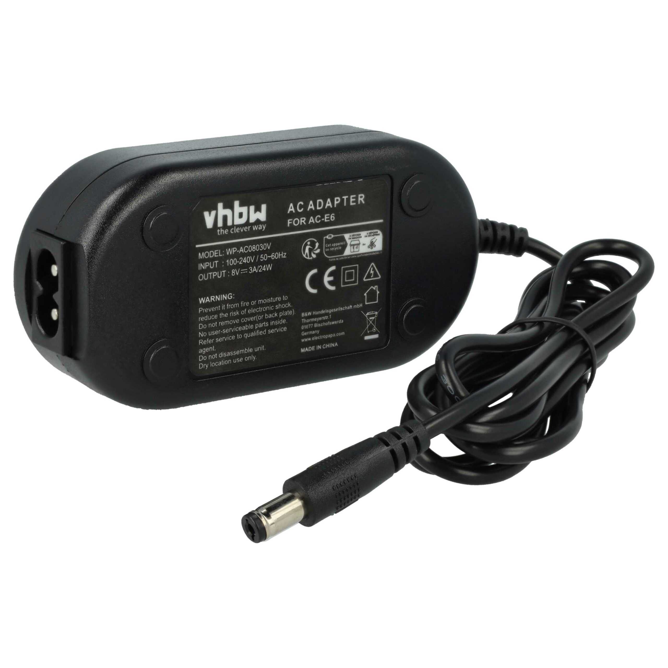 Alimentação AC vhbw substitui ACK-E18 para câmaras Canon + Acoplador DC - 2 m, 8 V 3.0 A - Image 2