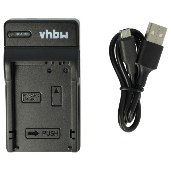Carregador de Bateria USB-C com Cabo para Canon EOS 550D, 700D, Rebel T2i, vhbw