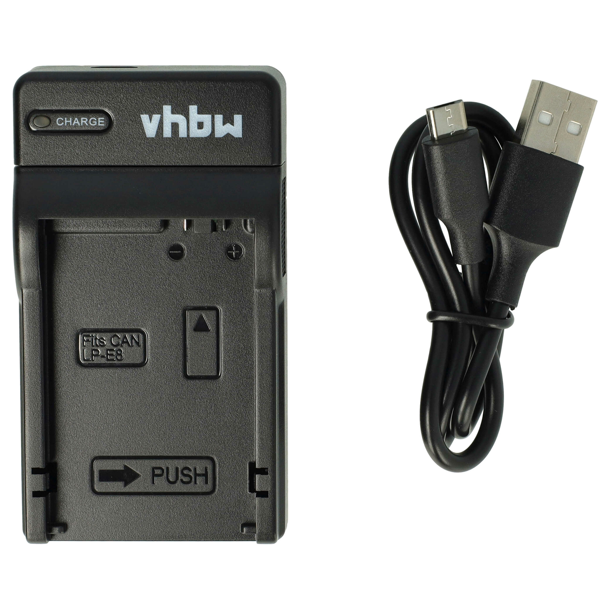 Carregador de Bateria USB-C com Cabo para Canon EOS 550D, 700D, Rebel T2i, vhbw