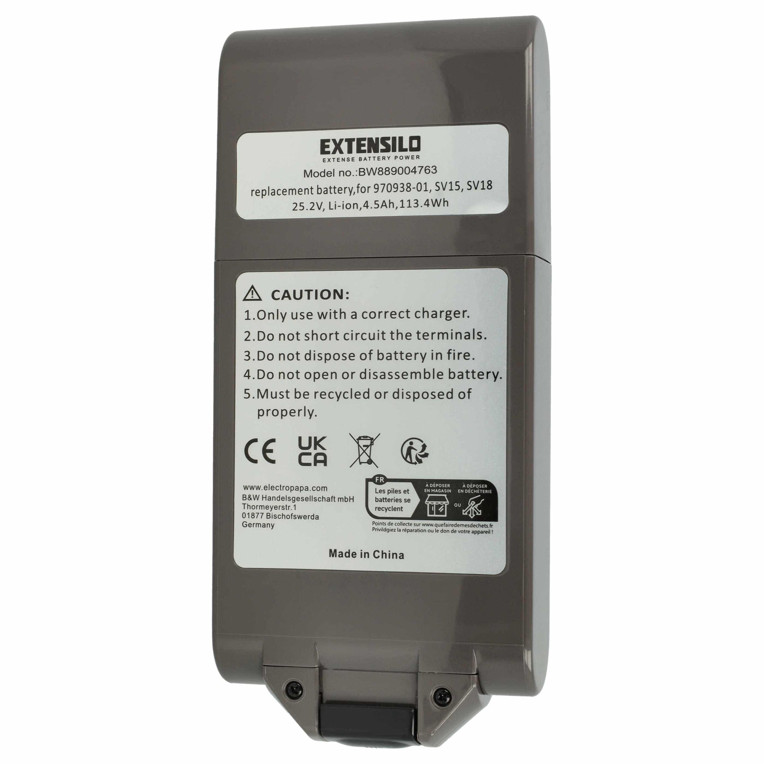 Bateria EXTENSILO para Dyson SV15, SV17, SV18 4500mAh, 25.2V, Li-Ion - Image 3