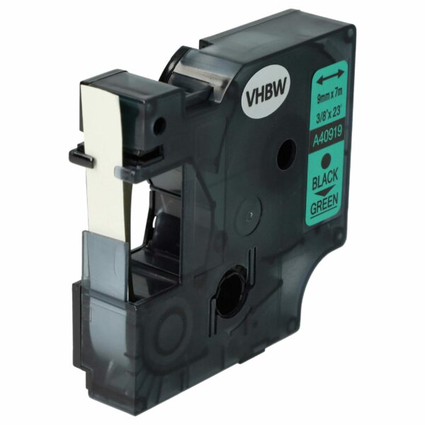 Fita de Etiquetas Compatível com Dymo D1 40919 - 9 mm Preto sobre Verde