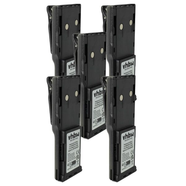 5x Bateria vhbw 1800 mAh 7.5V NiMH compatível com Motorola HNN8133C, HNN9628A, HNN8308A + Clip de Cinto