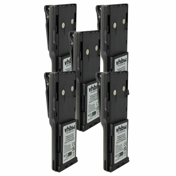 5x Bateria vhbw 1800 mAh 7.5V NiMH compatível com Motorola HNN8133C, HNN9628A, HNN8308A + Clip de Cinto