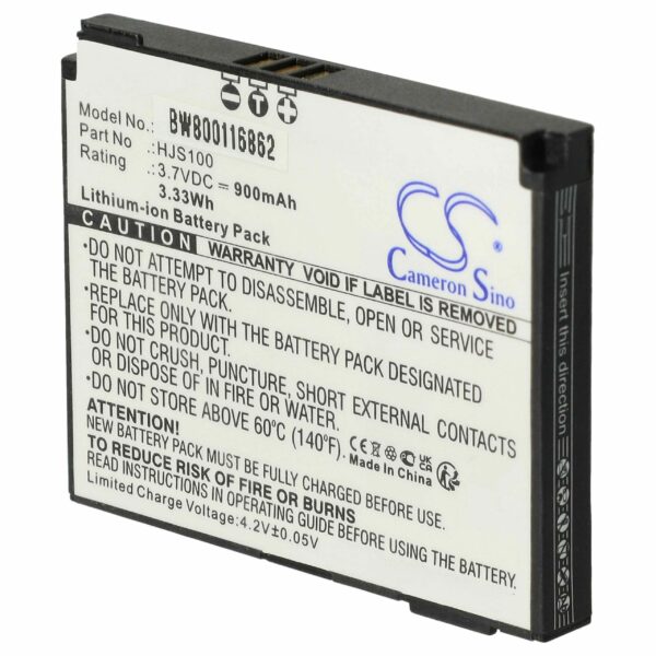 Bateria vhbw para GPS Becker 338937010208 - 900mAh, 3.7V