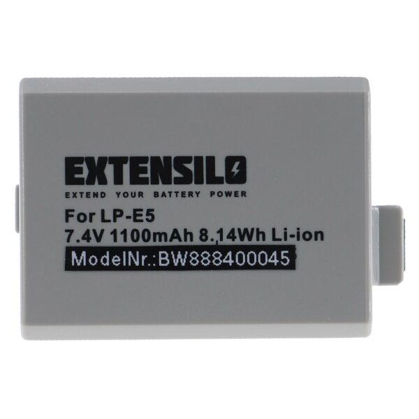 Bateria EXTENSILO para Canon LP-E5, LC-E5 - 1100mAh, 7.4V, Li-Ion