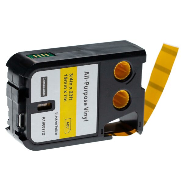 Fita de Etiquetas vhbw compatível com Dymo 1868772 - 19 mm Preto sobre Amarelo, Vinil