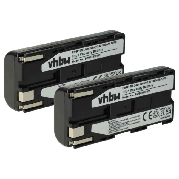 Bateria vhbw 2x para câmara Canon BP-608, BP-608A - 1050 mAh 7.4 V Li-Ion