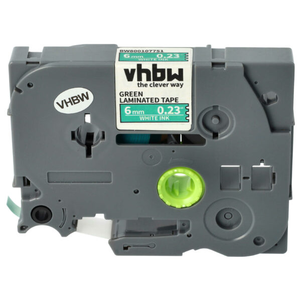 Fita de Etiquetas vhbw Substitui Brother TZE-715 - 6 mm Branco sobre Verde