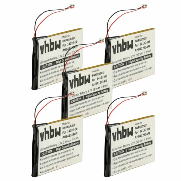 Bateria Wireless Headset vhbw 5x - Compatível Jabra AHB412434PJ, 14192-00 - 230 mAh 3.7 V Li-polímero