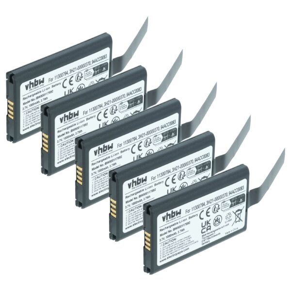 5x Baterias vhbw para Leitor de Código de Barras Datalogic 1000 mAh 3.7 V