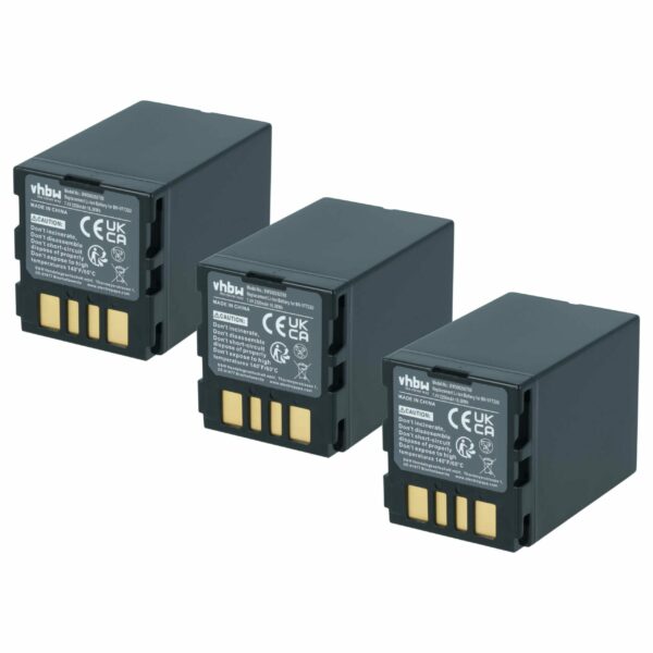 Bateria vhbw 3x para câmaras JVC BN-VF714, BN-VF707US, BN-VF707, BN-VF707U - 2200 mAh 7.4 V Li-Ion