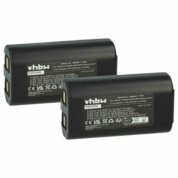 Bateria vhbw 2x para Dymo LabelManager 260p, PnP, 280 - 650 mAh 7.4 V Li-Ion