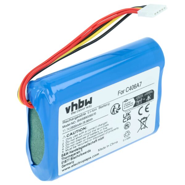 Bateria de substituição vhbw para altifalante Marshall (C406A1, C406A7) - Li-Ion 2600 mAh