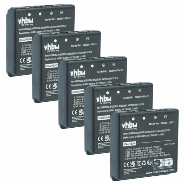 5x Bateria de Substituição para Telecomando HBC BA206000, BA203000, BA205030 - 700 mAh