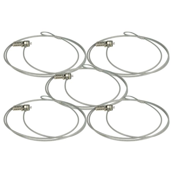 5x Fechadura Kensington vhbw para Portátil com Código - Cabo de Aço 1.8 m