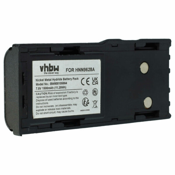 Bateria de substituição vhbw para Motorola HNN8133C, HNN9628A, HNN8308A, HNN9628 - 1500 mAh 7.5 V NiMH com clip de cintura