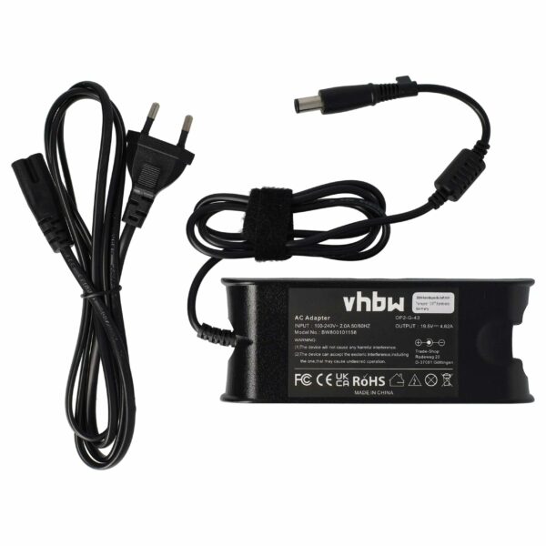Adaptador de Alimentação para Portátil Dell vhbw - Substitui 0RM809, 0RM805, 09T215, 02H098, 0F266 - 90 W, 200 cm