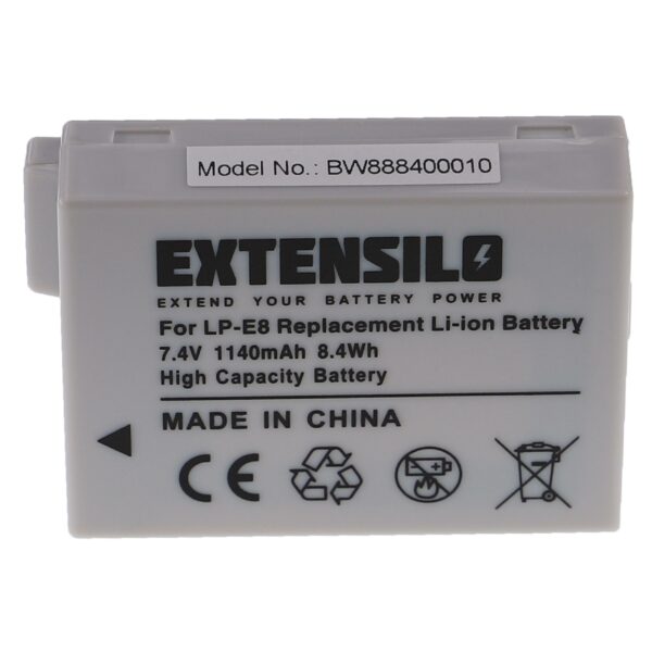 Bateria Extensilo para Canon LP-E8 - 1140mAh, 7.4V