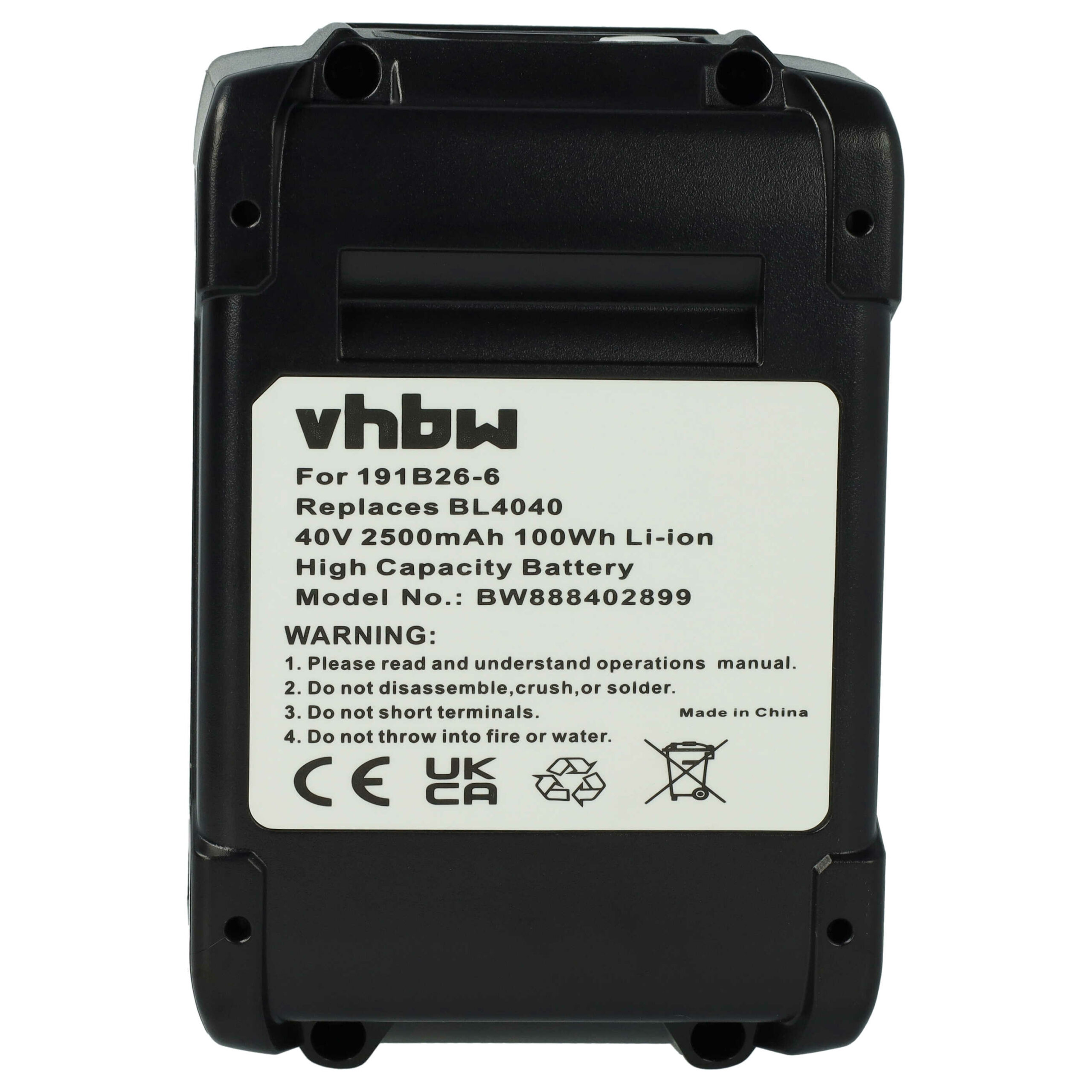 Bateria vhbw para ferramenta elétrica Makita 191X65-8 (2500 mAh, 40 V, Li-Ion) - Image 2