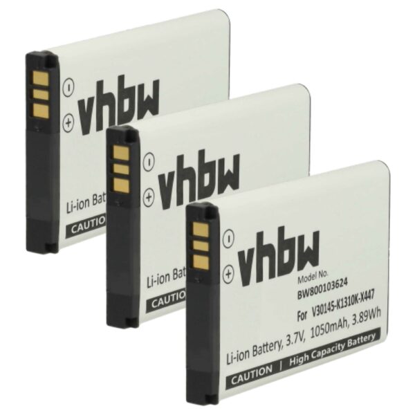 3x Bateria de substituição vhbw para Siemens V30145-K1310K-X447 - Telefone sem fios DECT 1050 mAh 3.7 V Li-Ion