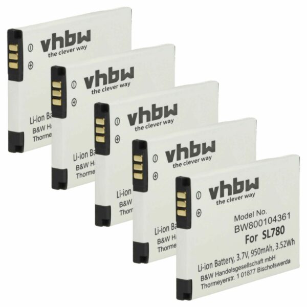 5x Bateria vhbw para Gigaset / Siemens - Substituição S30852-D2152-X1, 950 mAh, 3.7 V Li-Ion