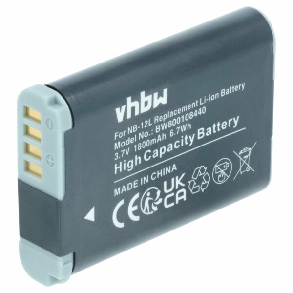 Bateria vhbw para Canon NB-12L - 1800mAh, 3.7V, Li-Ion