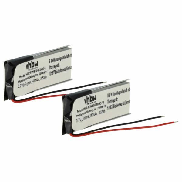 Bateria Wireless Headset 2x vhbw compatível com Jabra AHB371030PA, 73366-01, 70868-1 - 140 mAh 3.7 V Li-polymer