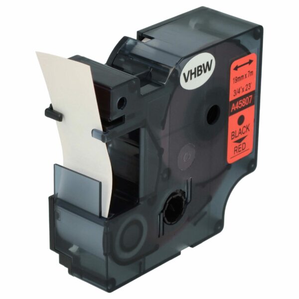 Fita de Etiquetas vhbw compatível com Dymo 45807, D1 - 19 mm Preto sobre Vermelho