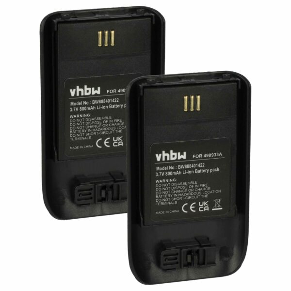 2x Bateria compatível Ascom 490933A, 660497 para telefone DECT Innovaphone - 800 mAh 3.7 V Li-Ion