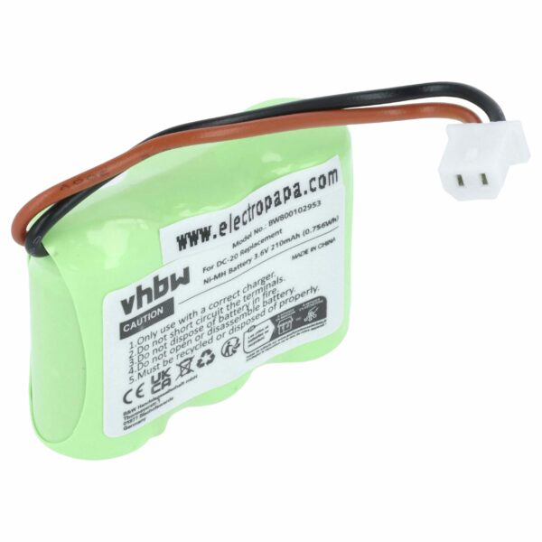 Bateria vhbw compatível com Dogtra DC-20 - 210 mAh 3.6 V NiMH