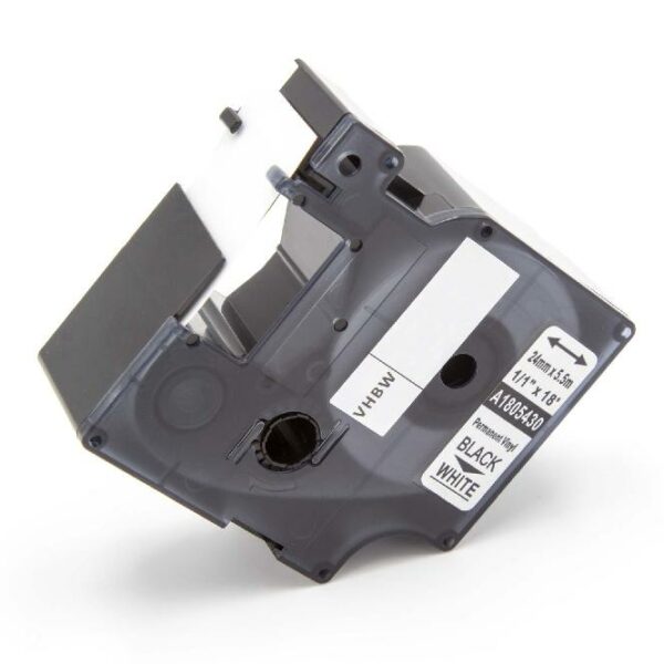 Fita de Etiqueta vhbw compatível com Dymo 1805430 - 24 mm Preto sobre Branco, Vinil