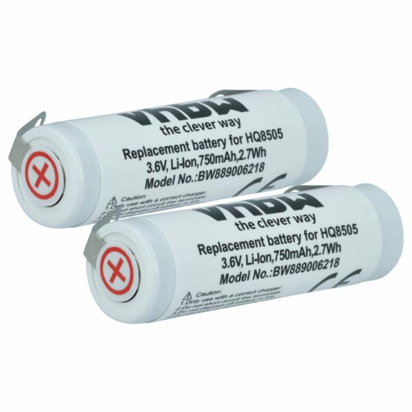 Bateria para Máquina de Barbear Philips vhbw 750 mAh 3.6V Li-Ion (Pack 2x)