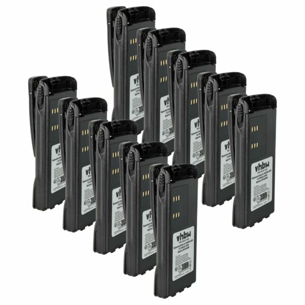 10x Bateria para Rádio Motorola HMNN4151, HMNN4154, HMNN4158, HMNN4159 - 1500 mAh 7.2 V NiMH + Clipe de Cintura