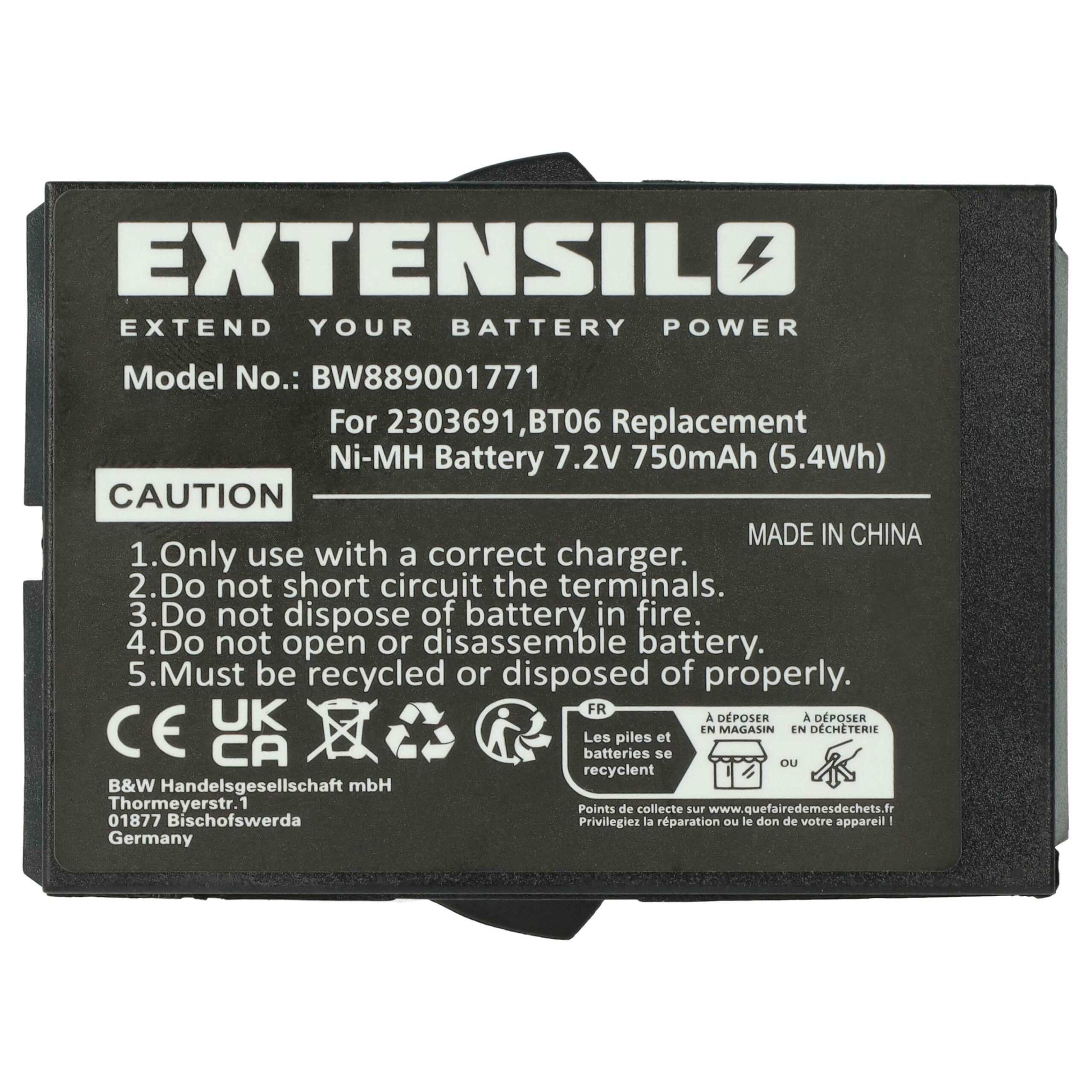 2x Bateria EXTENSILO para Danfoss 2303691, BT06 Controlo Remoto - 750 mAh - Image 3