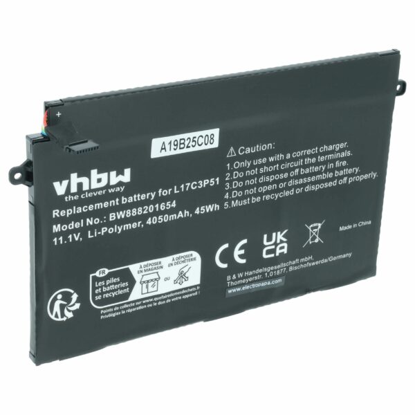 Bateria vhbw para Lenovo 01AV445, 5B10W13887, 01AV447, 01AV446, 01AV448 - 4050 mAh 11.1 V Li-polímero