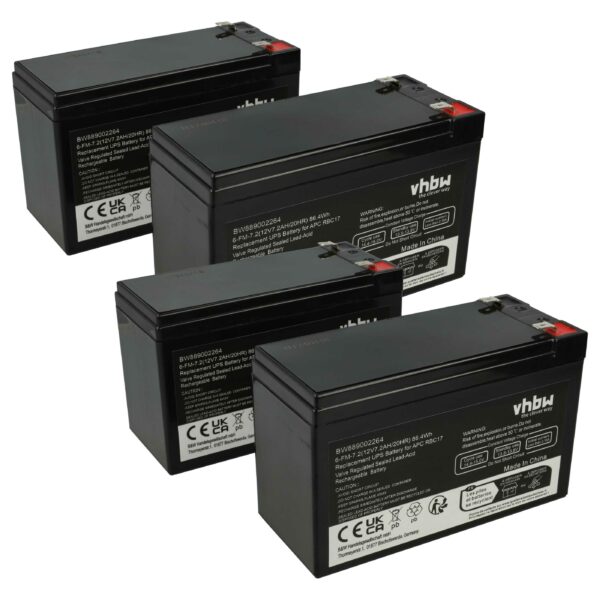 Bateria UPS vhbw substitui APC RBC48 - 7200 mAh 12 V AGM (4 unidades)
